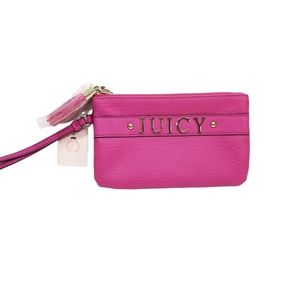 JUICY COUTURE NWT Fuchsia Hot Pink Double Zip Wristlet Wallet Gold Hardware